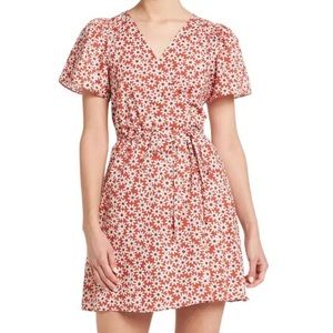 NWOT Madewell Wrap Mini Dress Short Sleeve Cotton Daisies, XL